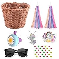 Kids Bike Basket for Girls,Handlebar Bicycle Basket with Unicorn Necklace,Bike Bell,Streamers,Bik... | Amazon (US)