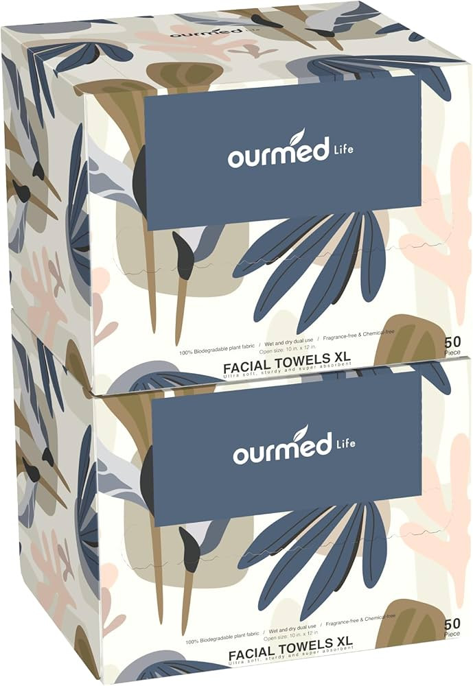 Ourmed Life Disposable Face Towel | 100 Count Lint-Free Biodegradable Towels | Face Clean Dry Mak... | Amazon (US)