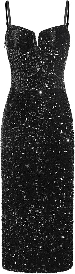CIDER Sequins V-Neck Midi Dress | Amazon (US)