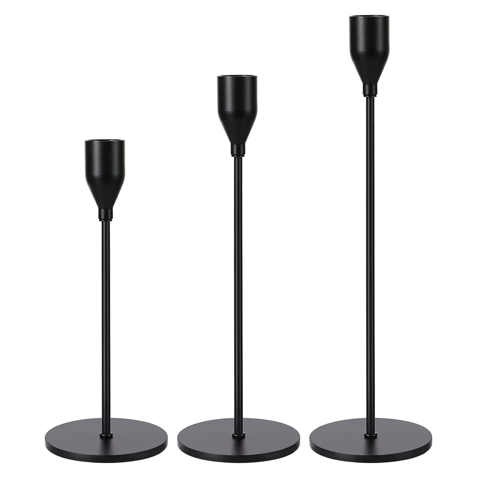 Taper Candle Holders Set of 3 Matte Black Candle Holders for Candlesticks, Perfect Black Candlestick | Amazon (US)