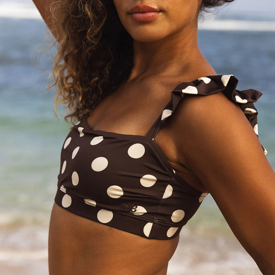Black Cocoa Dot Bella Crop Top | Albion Fit