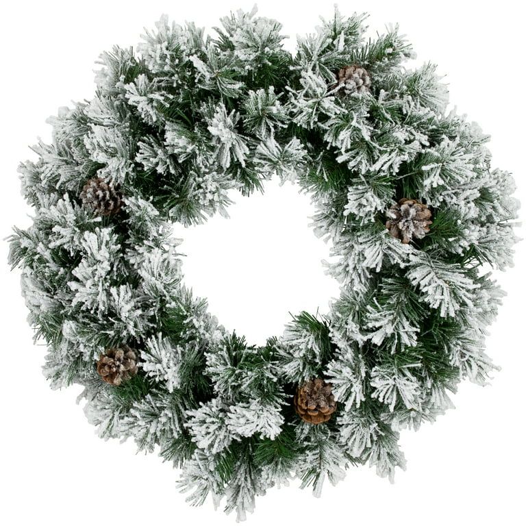 Northlight 24" Unlit Flocked Angel Pine with Pine Cones Artificial Christmas Wreath | Walmart (US)