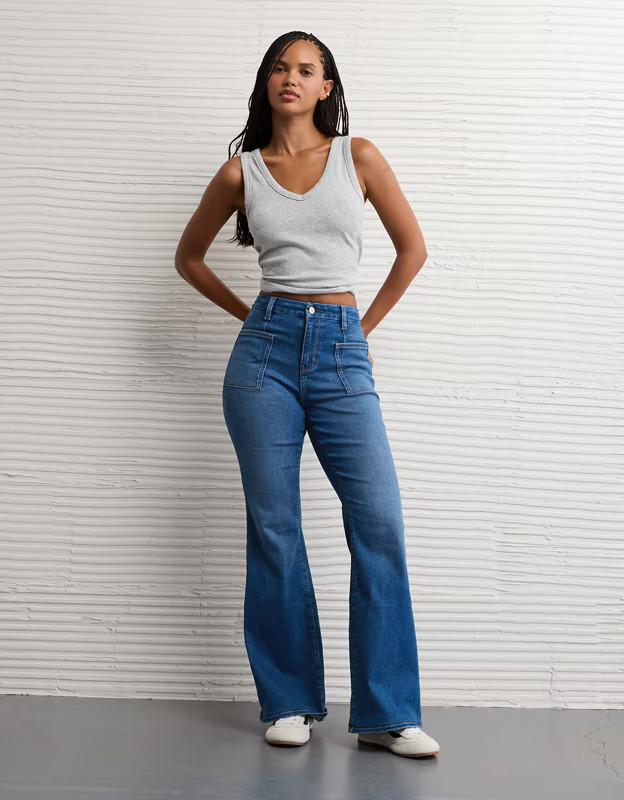AE Next Level Curvy Super High-Waisted Flare Jean | American Eagle Outfitters (US & CA)