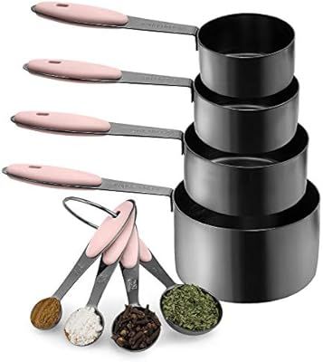 Country Kitchen 8-Piece Gunmetal Measuring Cups and Measuring Spoon Set Stainless Steel with Soft... | Amazon (US)