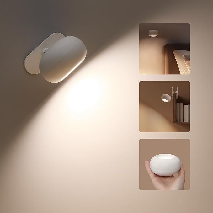 Wall Lights Battery Operated White, Wireless LED Wall Sconces with 3 Color Temperature Brightness... | Amazon (US)