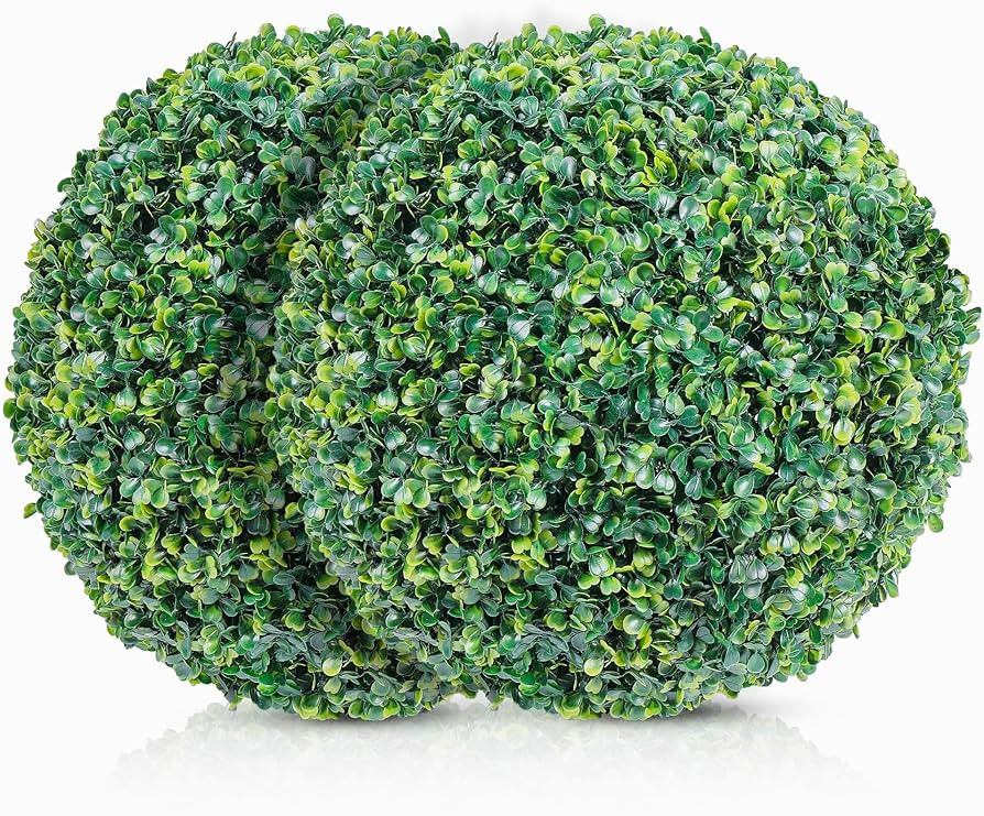 Faux Boxwood Balls 2-Pack - Artificial Topiary for Outdoors or Indoors - Realistic Bushes with De... | Amazon (US)