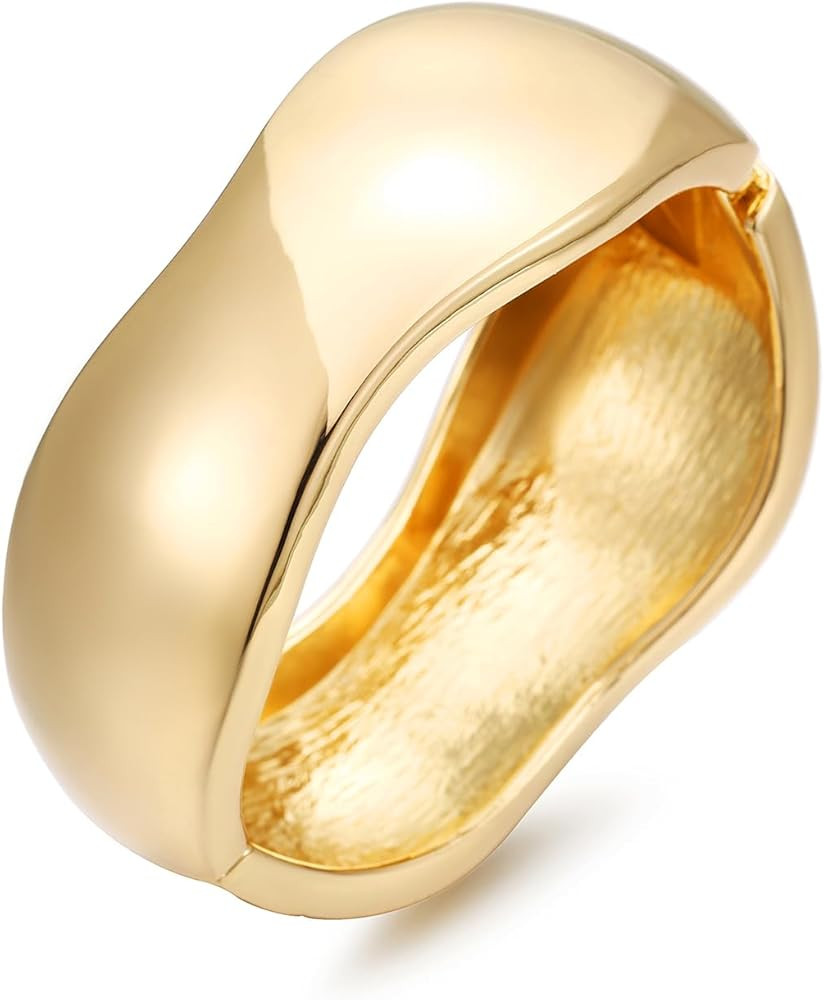 Chunky Gold/Silver Bangle Bracelets for Women Thick Arm Cuff Bangle Bracelet Wrist Wrap Bracelet ... | Amazon (US)