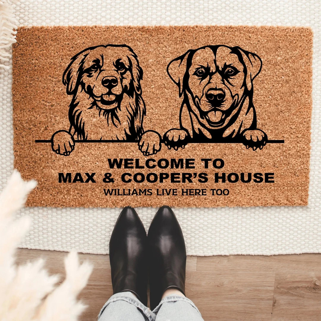 Dog Breeds Pet Name For Two Dogs Doormat, Housewarming Gift, Welcome Doormat, Front Doormat, Pers... | Etsy (US)
