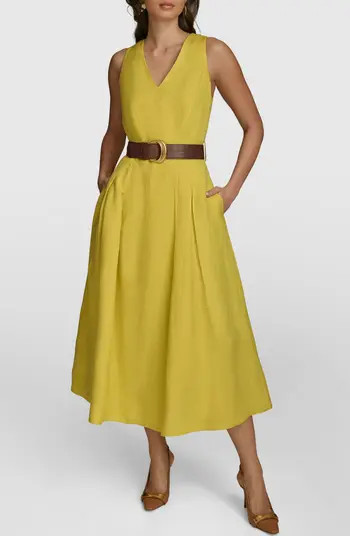 Belted Sleeveless Linen Blend Maxi Dress | Nordstrom