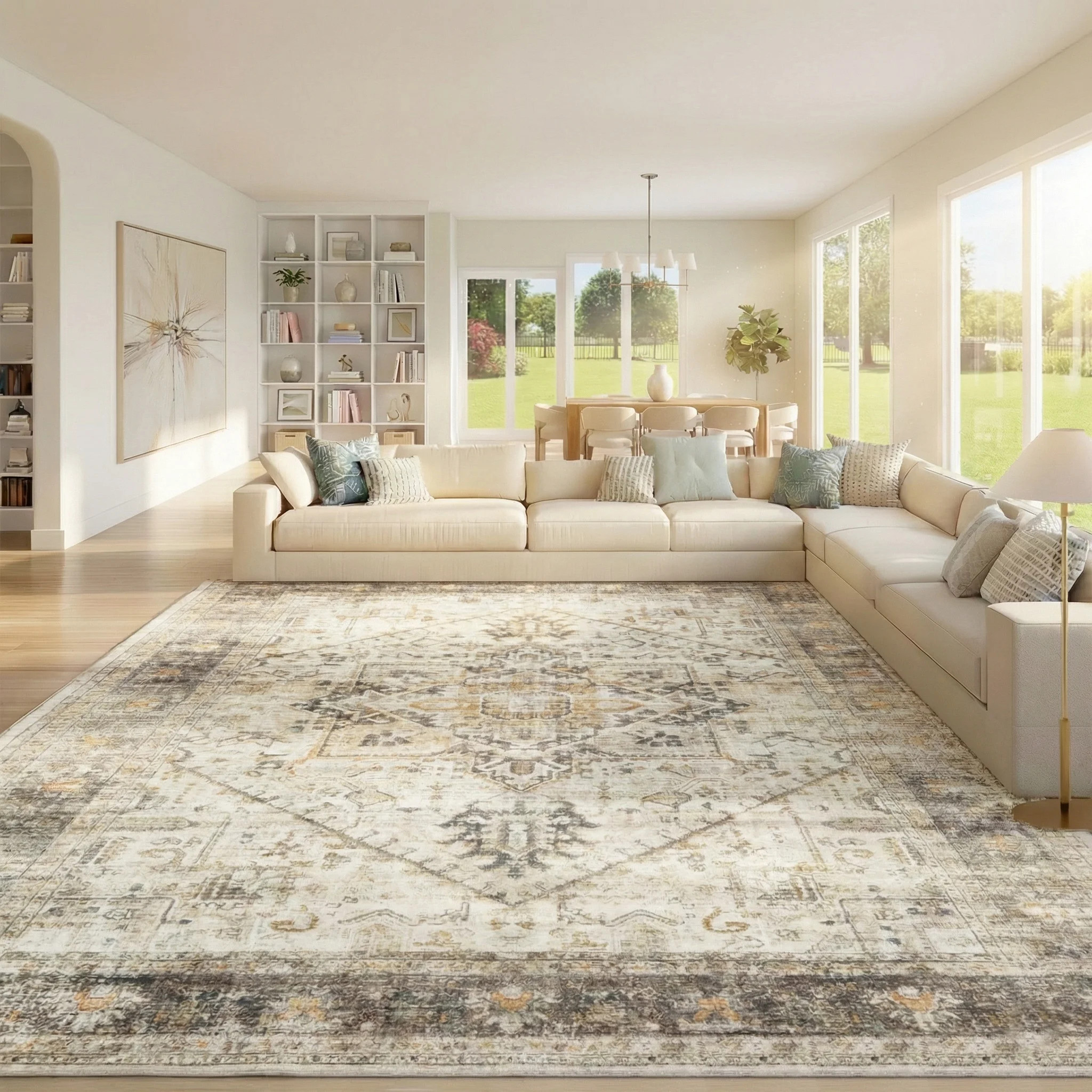 CHITOOMA 8'x10' Boho Area Rugs for Living Room, Machine Washable Area Rug with Non-Slip Backing, ... | Walmart (US)