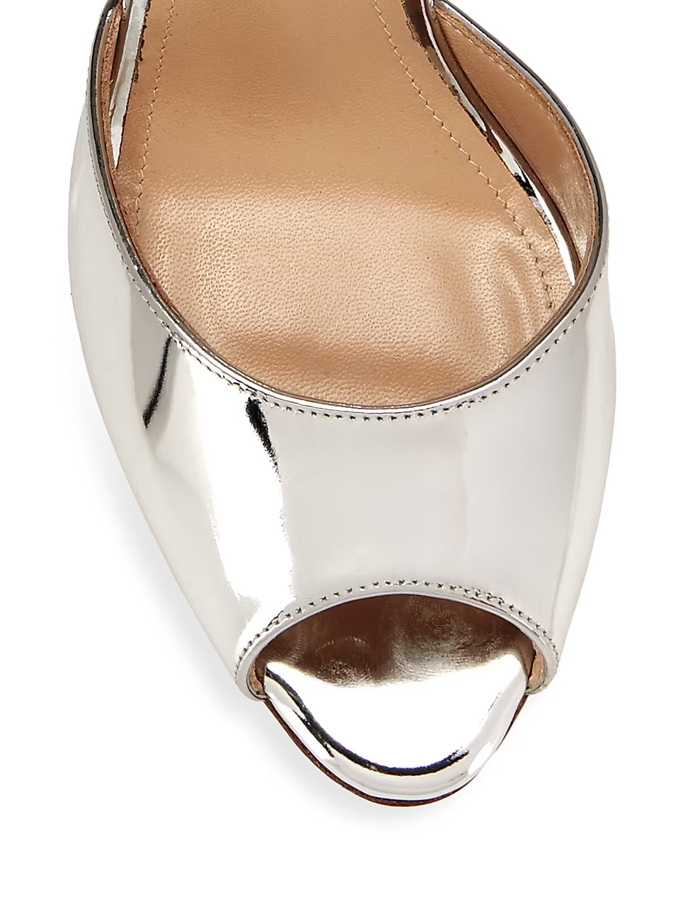 95MM Metallic Leather Peep-Toe Mules | Saks Fifth Avenue
