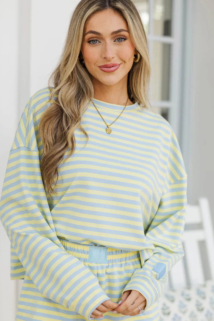 Relaxed And Ready Blue Striped Top | The Mint Julep Boutique