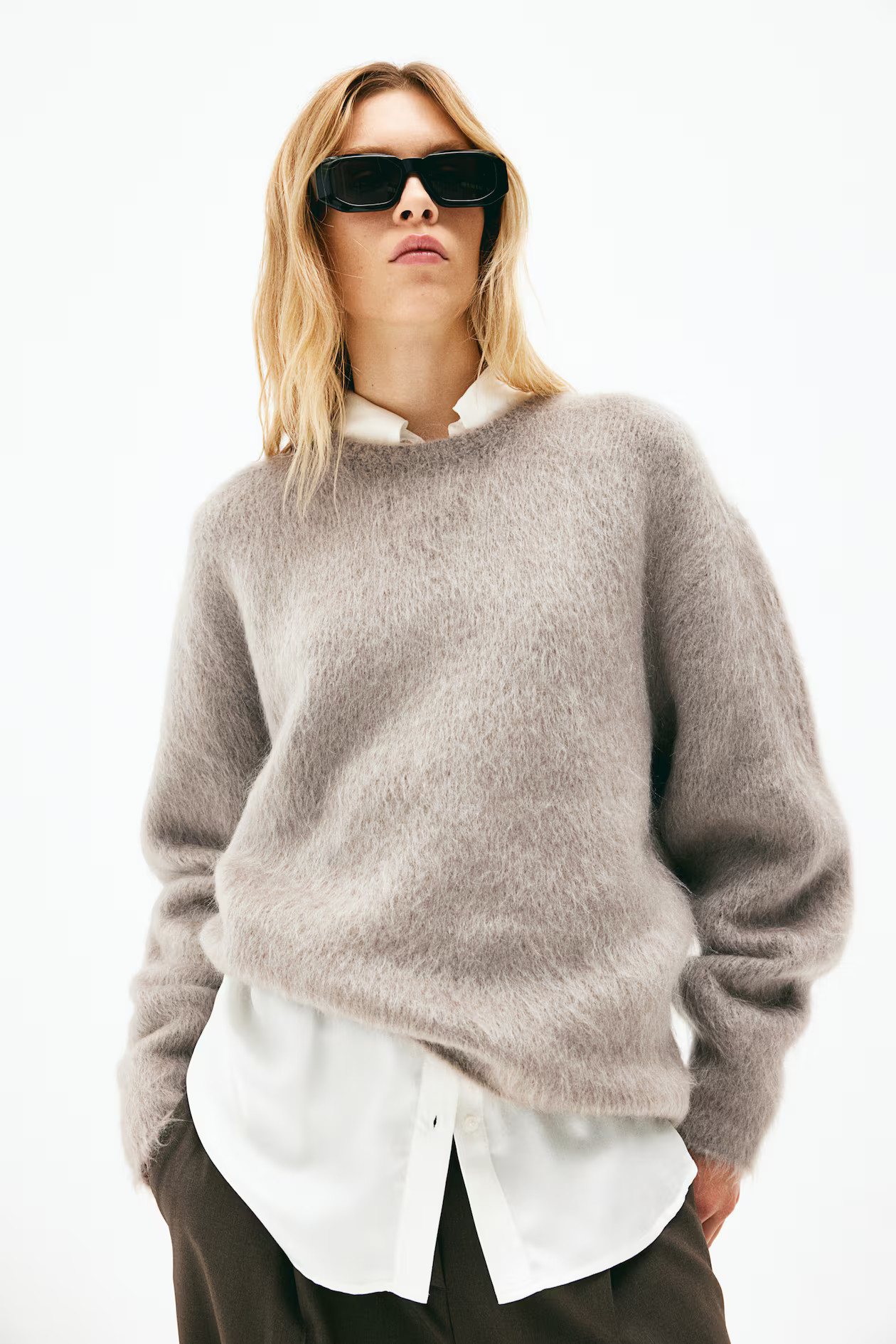 Mohair-blend jumper - Greige - Ladies | H&M GB | H&M (UK, MY, IN, SG, PH, TW, HK)