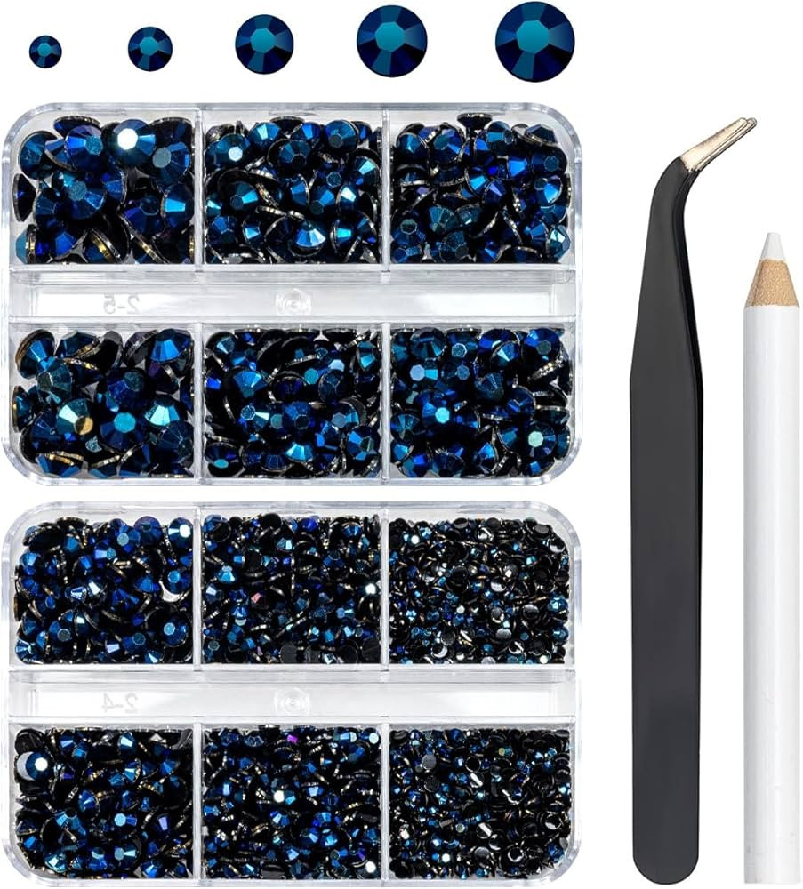 3060PCS Ink Blue Resin Rhinestones for Crafting Flatback Montana Blue Jelly Rhinestones 2mm-6mm N... | Amazon (US)