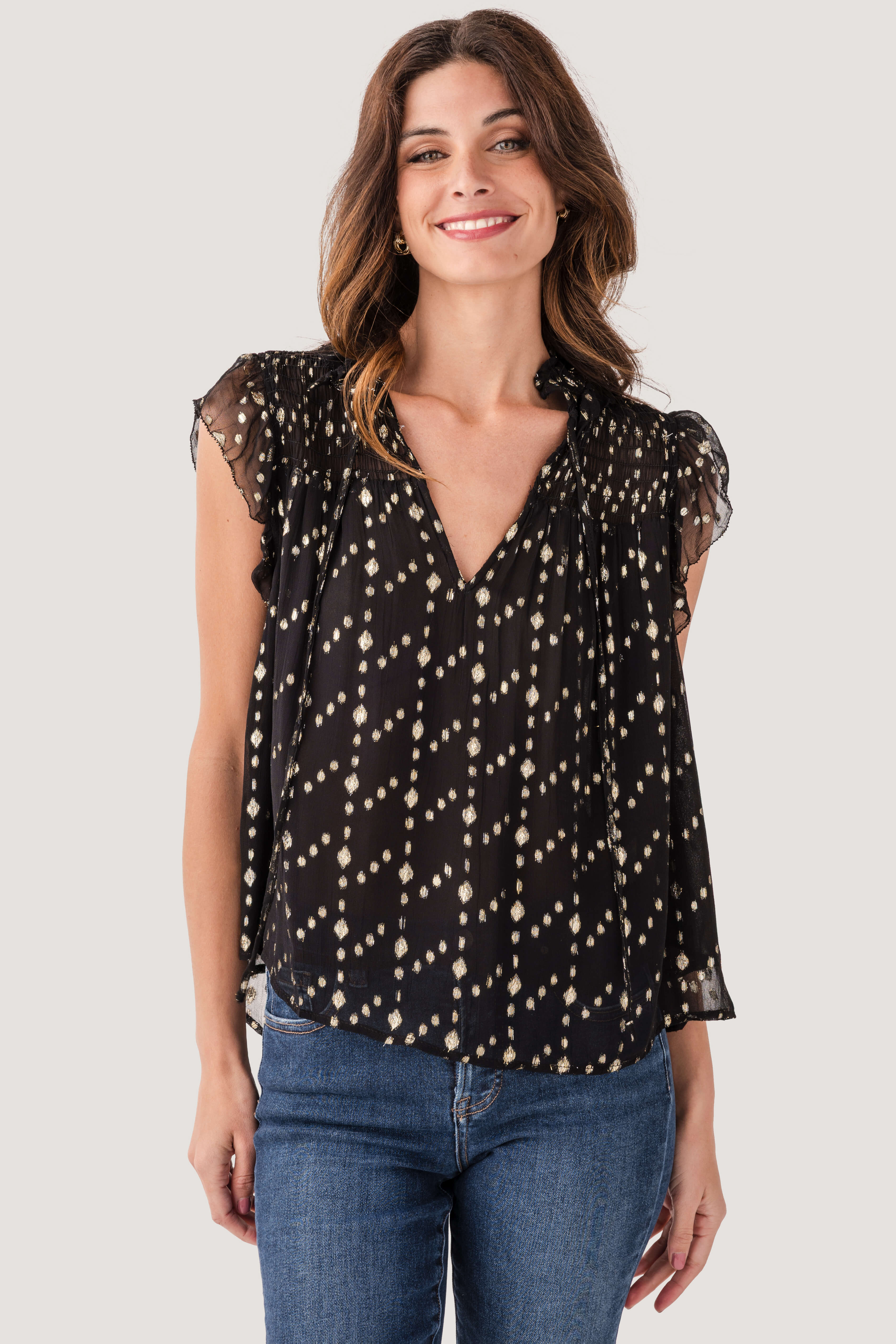 Elan Lurex Short Sleeve Top | Social Threads
