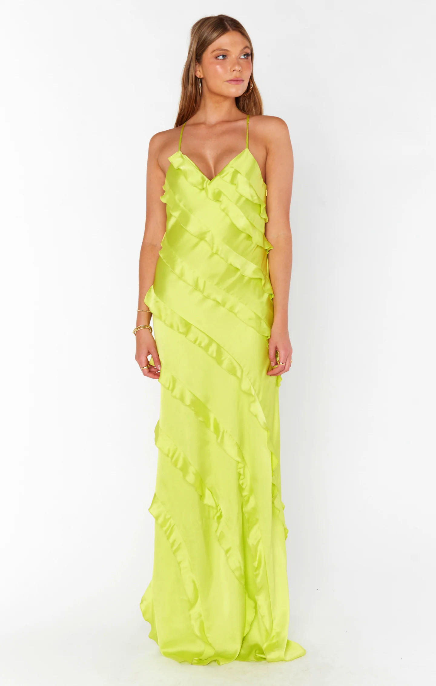 Romance Ruffle Dress ~ Vivid Pink Luxe Satin | Show Me Your Mumu