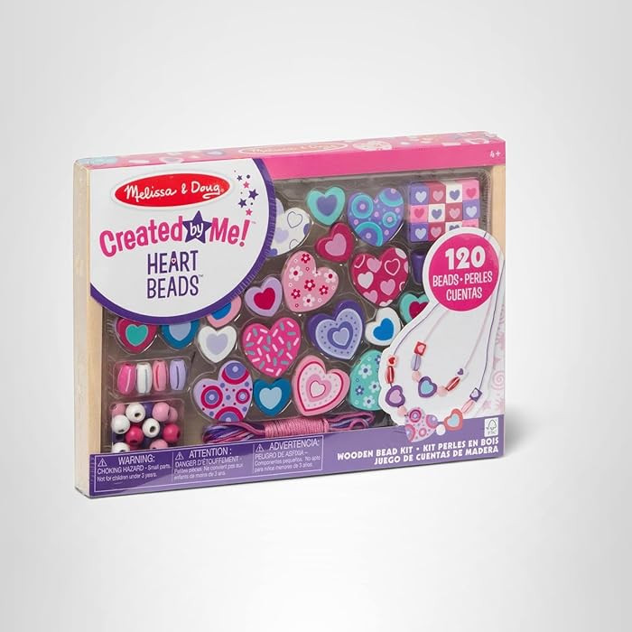 Melissa & Doug Created by Me! Heart Beads Wooden Bead Kit, 120+ Beads and 5 Cords for Jewelry-Mak... | Amazon (US)