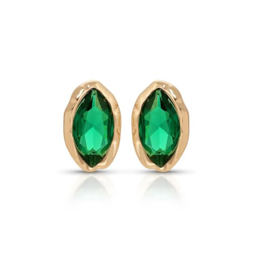 Ettika Crystal Luxe Mini Studs Earrings. Stud Earrings For Women. 18K Gold Plated Earrings Emerald Green Crystals | Amazon (US)