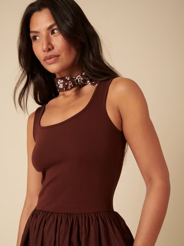 Nobody's ChildColorado Square Neck Midi Dress, Brown | John Lewis (UK)