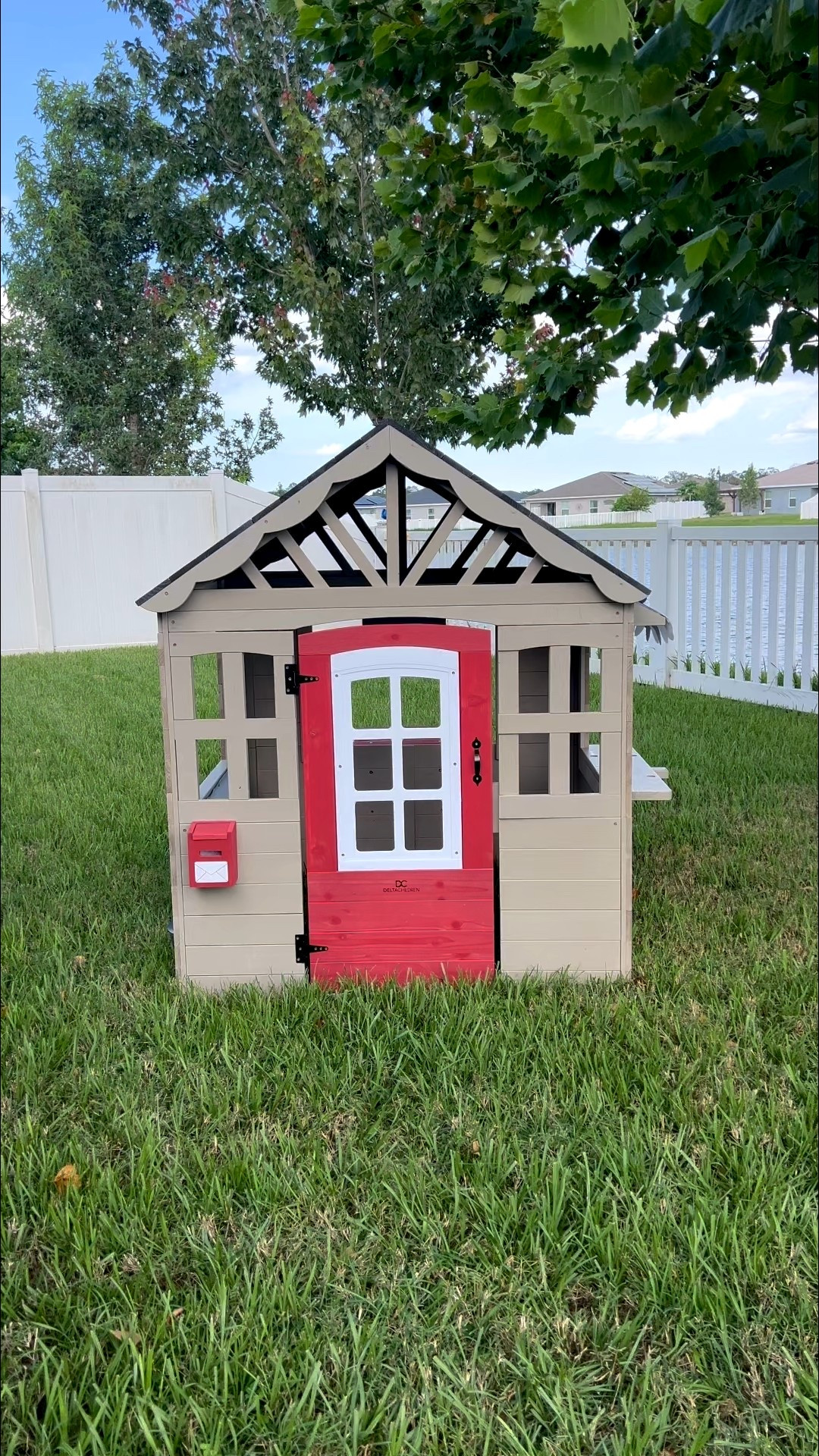 Cedar-wood backyard playhouse!!! it working faucet. Magnetic door closure and a mailbox! Picnic table included!.

#LTKKids #LTKBaby #LTKFamily