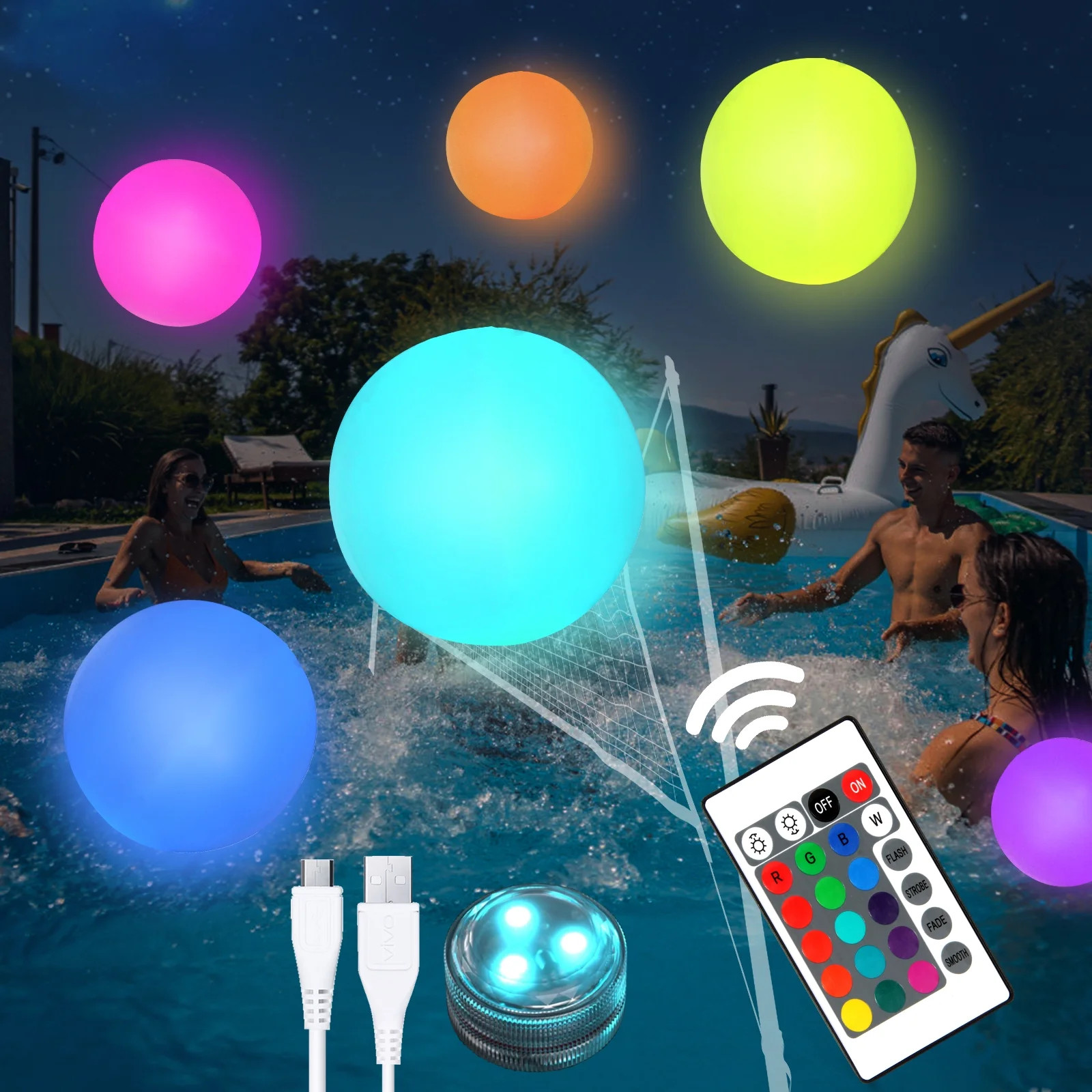 3 Pack:Pool Toys,3 Rechargeable LED Pool Lights + 3 Beach Balls | 16 Colors Lights ,4 Light Modes... | Walmart (US)