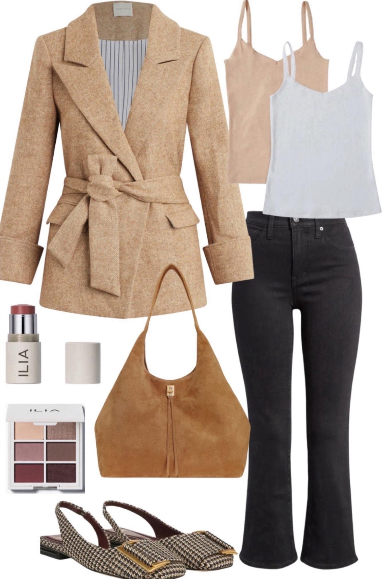 Tan blazer
Tan jacket 
Boho bag
Flats
Black jeans 
Cropped jeans 

Winter shoes
Winter fashion 
Winter outfits  
#ltkseasonal
#ltkover40
#ltku 
#LTKshoecrush #LTKfindsunder100 #LTKitbag