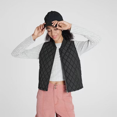Women's Quilted Vest - Wild Fable™ Black M | Target