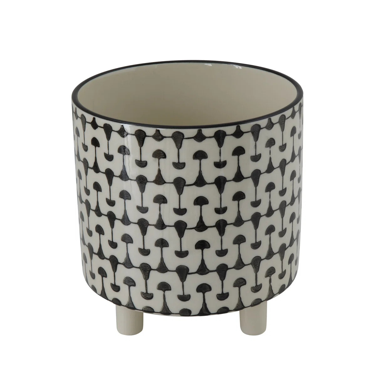 Shyann Round Stoneware Planters with Geometric Prints | Wayfair North America