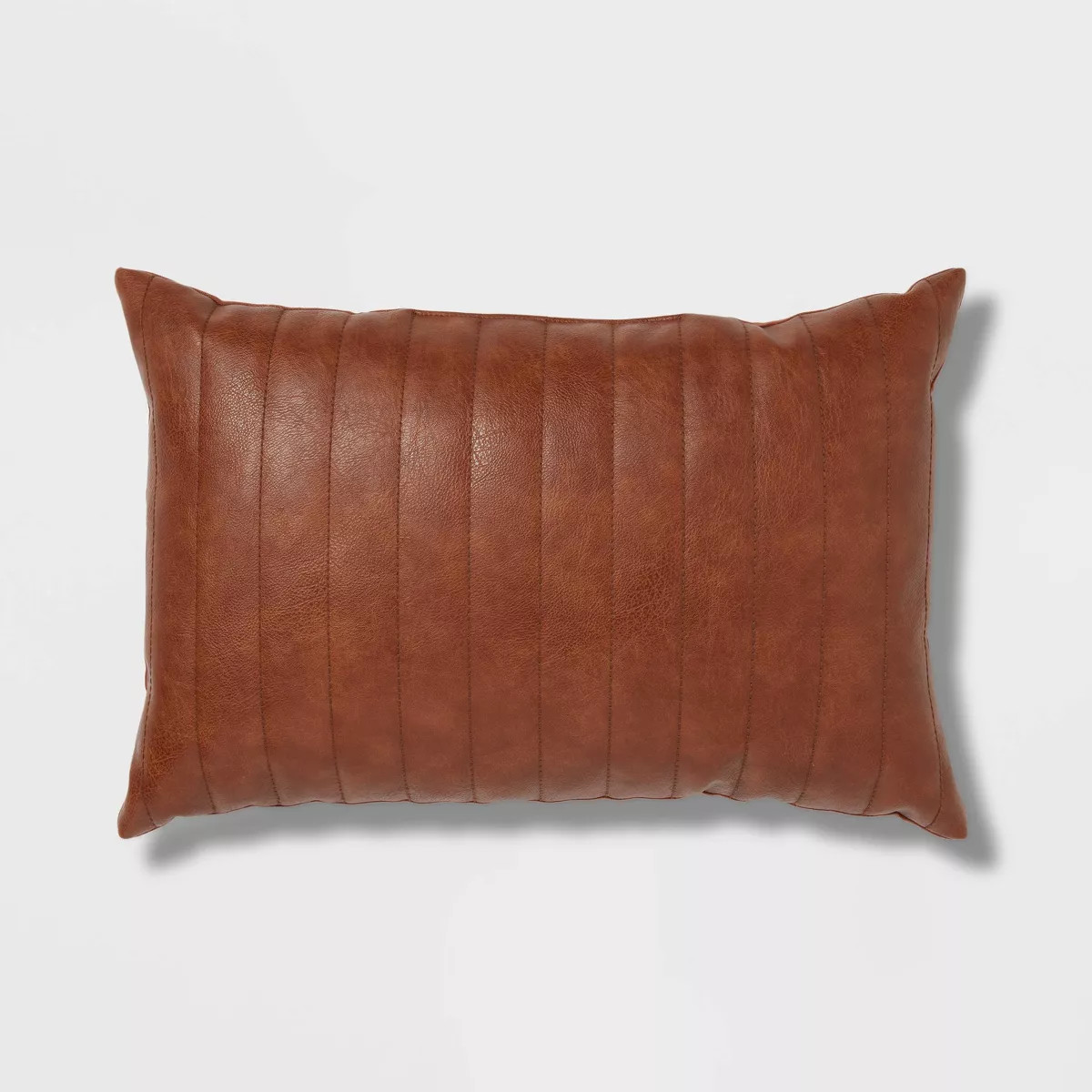 Oblong Faux Leather Channel Stitch Decorative Throw Pillow - Threshold™ | Target