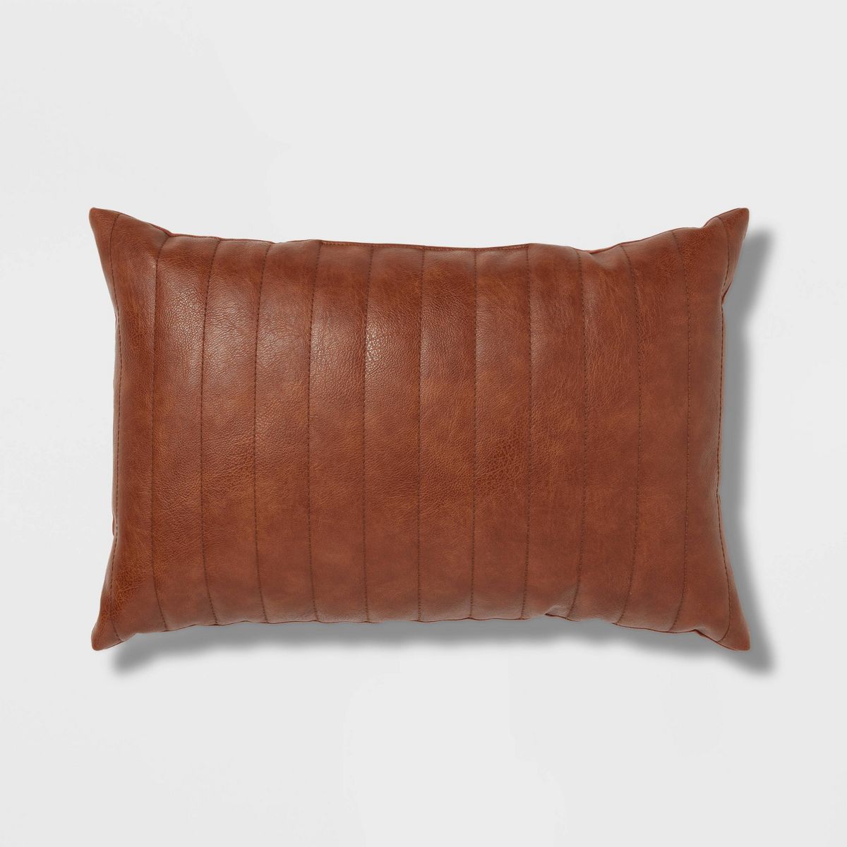Oblong Faux Leather Channel Stitch Decorative Throw Pillow - Threshold™ | Target