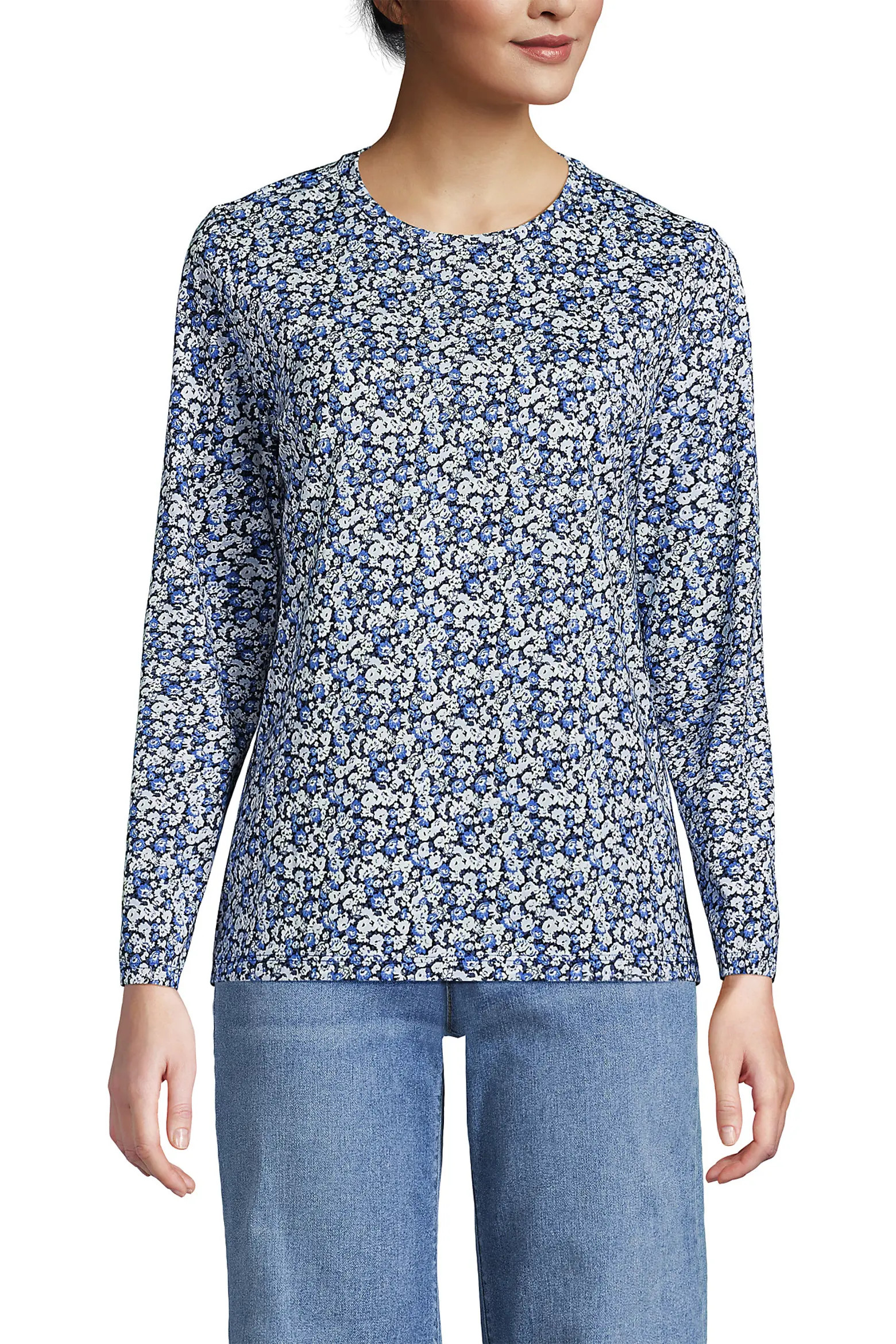 Lands' End Supima Cotton Long Sleeve Crewneck T-Shirt (Women) | Nordstrom | Nordstrom