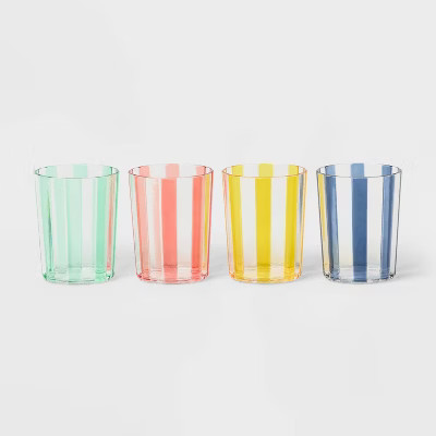 4pk 14 fl oz Striped Low Tumblers - Sun Squad™ | Target