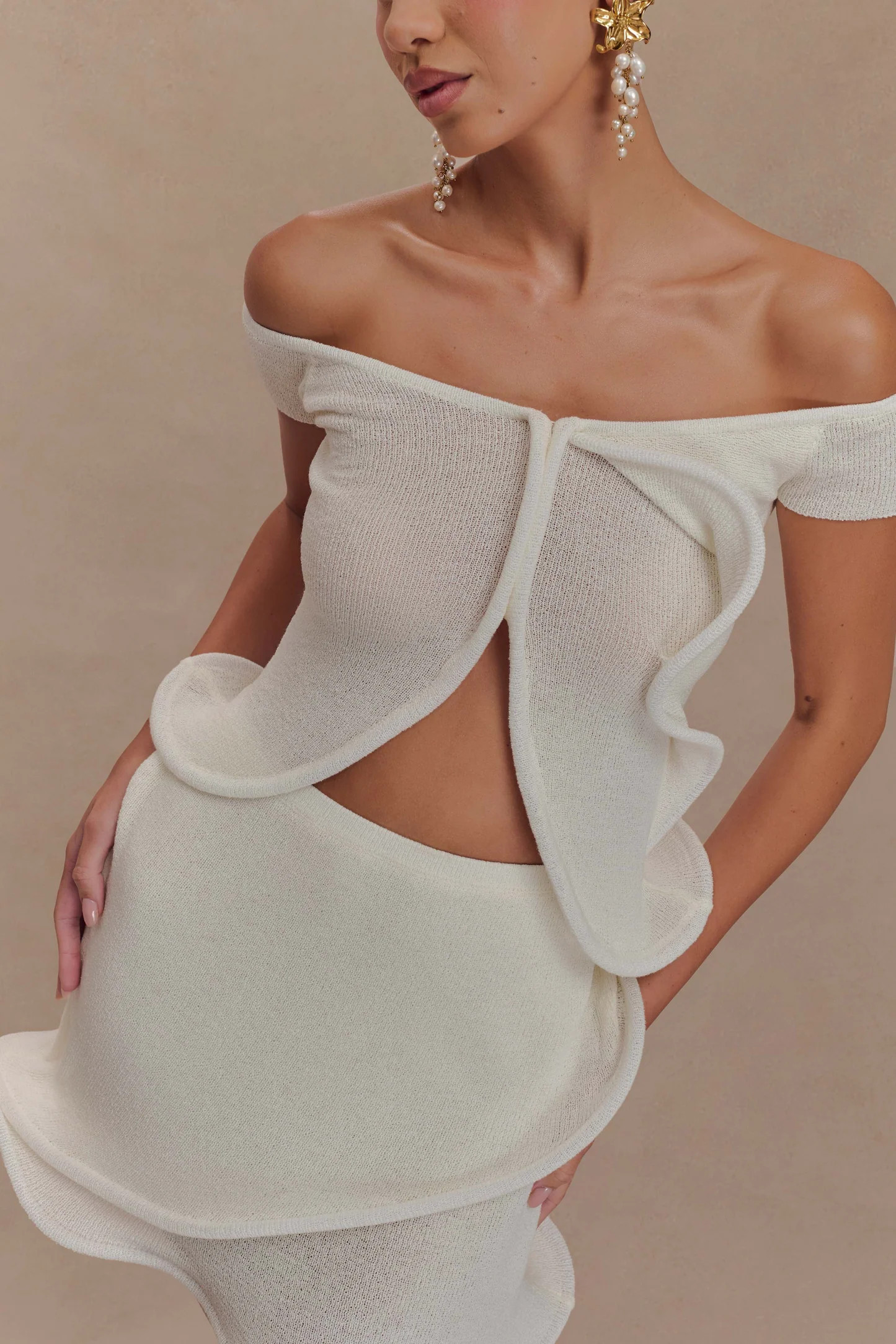 Haisley Knit Mini Skirt - Ivory | Meshki UK