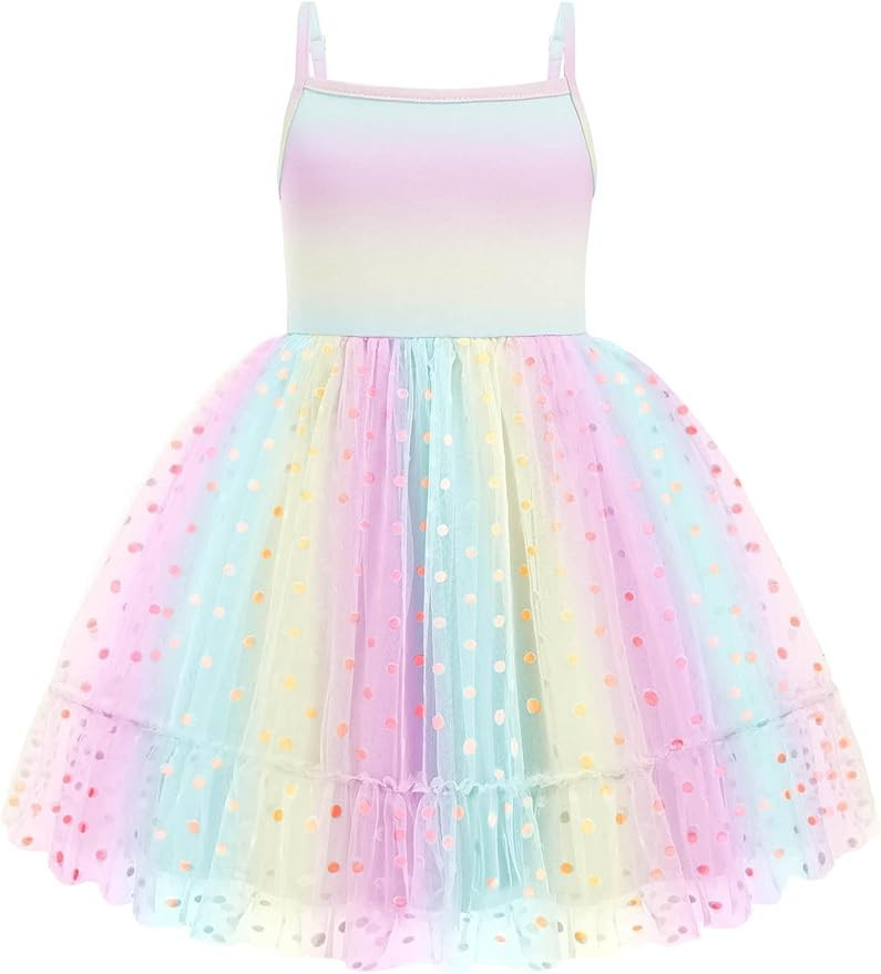 Arshiner Toddler Girls Tulle Dress Rainbow Tutu Birthday Princess Dresses Formal Photoshoot Outfi... | Amazon (US)