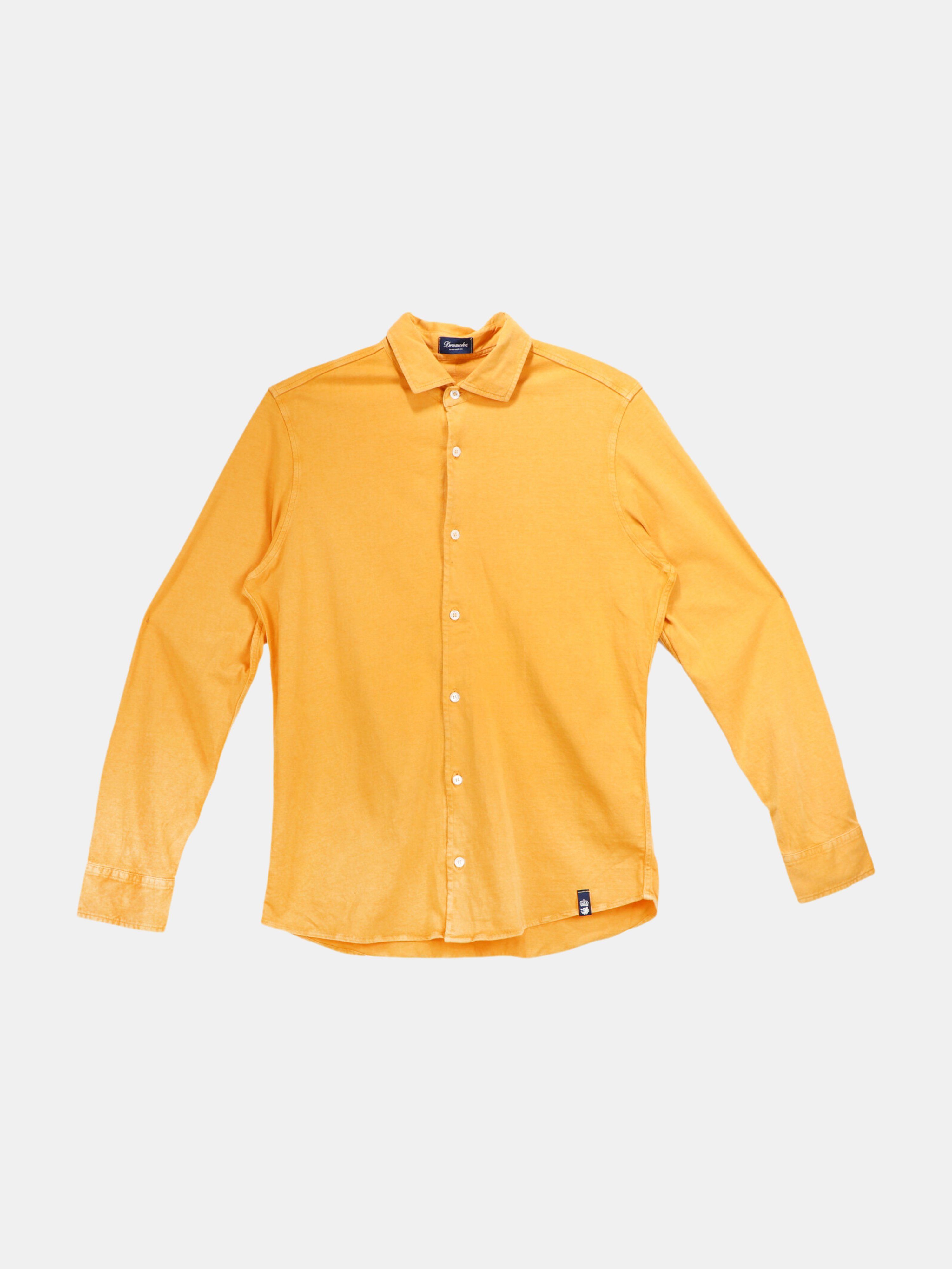 Drumohr Men\'s Yellow Button-Up Cotton Shirt Graphic T-Shirt - L - Also in: XL, M, S, XXL | Verishop
