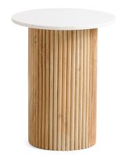 Reeded Wood And Marble Side Table | Marshalls