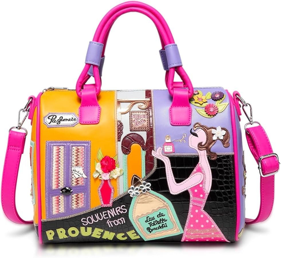 Crossbody Bag, Colored Hand Embroidery Shoulder Bag for Women, Lovely lady Leather Purse, Tote Ba... | Amazon (US)