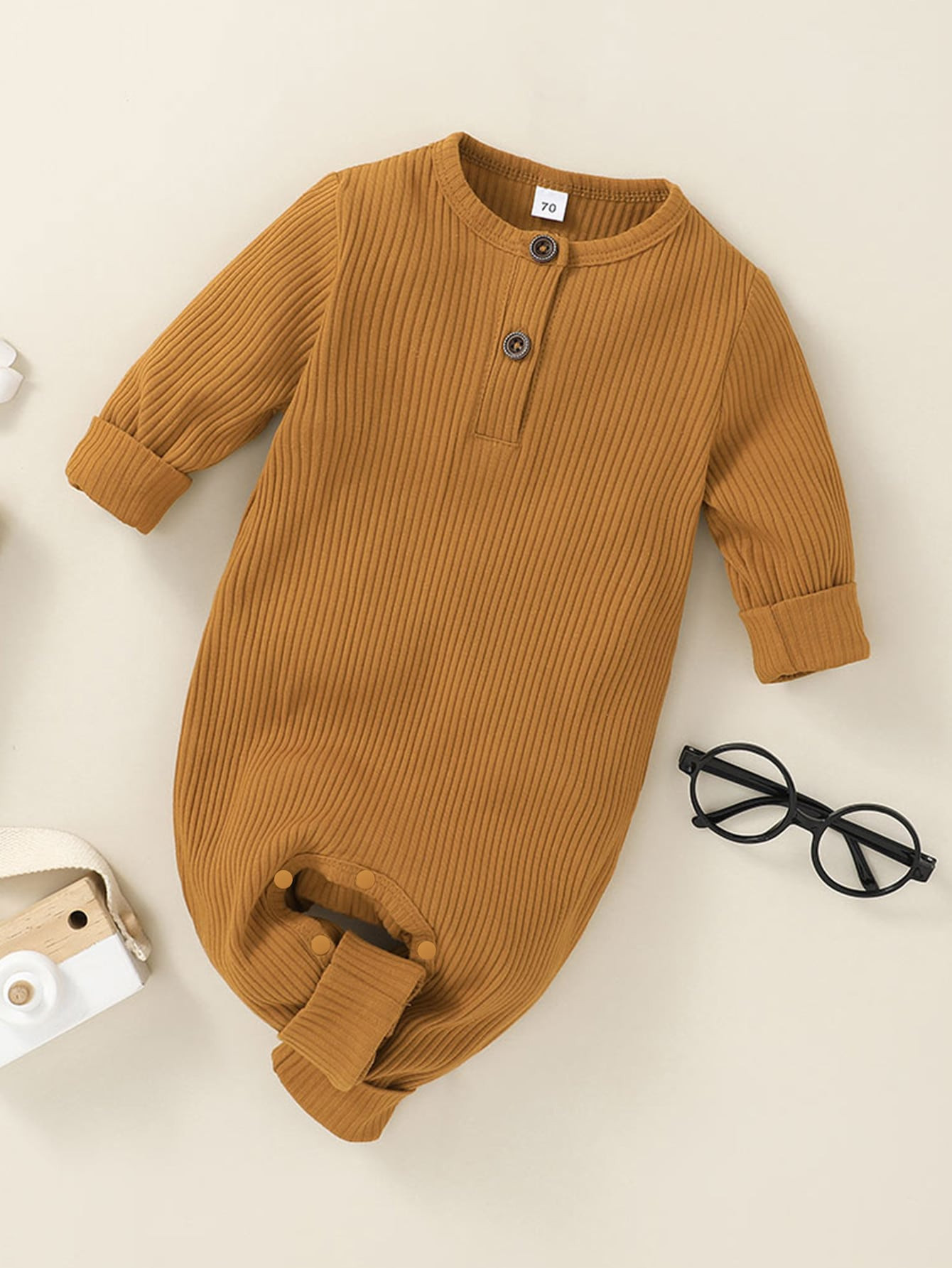 Baby Unisex Half Button Jumpsuit | SHEIN