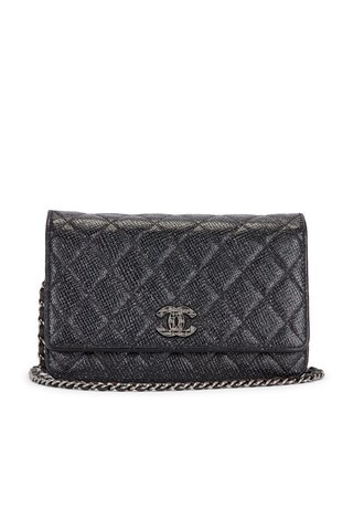 Chanel Glitter Wallet On Chain in Black | FWRD 