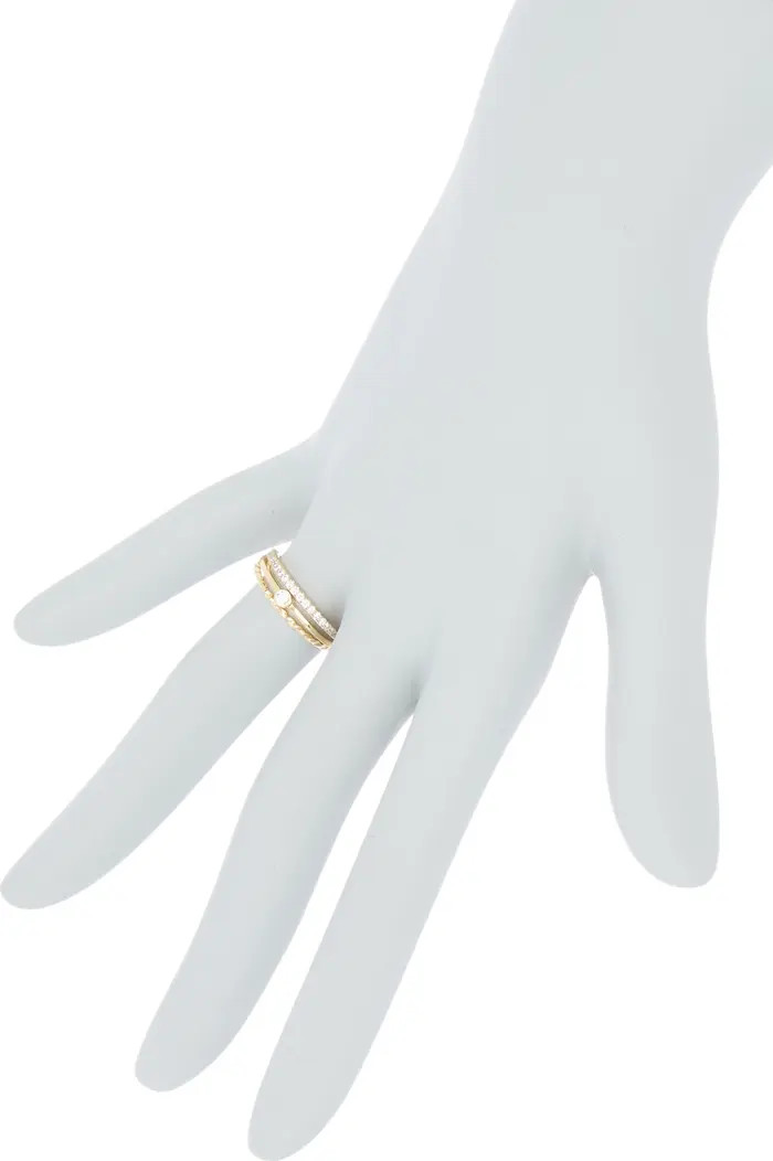 14K Yellow Gold Plated CZ Stacking Ring - Set of 3 | Nordstrom Rack