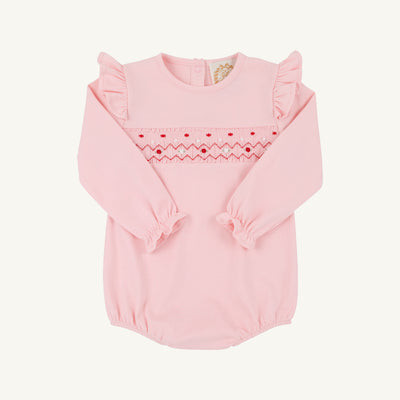 Long Sleeve Smocked Biltmore Bubble - Sandpearl Pink with Rosebud Smocking | The Beaufort Bonnet Company