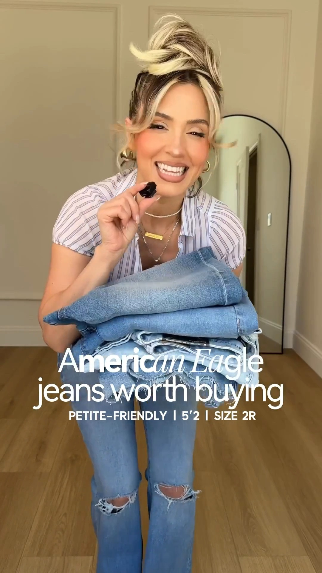 The jeans I keep reaching for ✨
@American Eagle Outfitters just gets the fit RIGHT every time. 😚🤌🏼

Jeans in order of appearance: 
1. Super high waisted flare jean

2. Dreamy drape super stretch high waisted baggy wide leg jean in salty air

3. AE Strigid Curvy Super High-Waisted
Baggy Straight Jean

4. AE Dreamy Drape Stretch Super High-Waisted Baggy Wide-Leg Jean

5. AE Dreamy Drape Stretch Curvy Super High-Waisted Baggy Wide-Leg Jean in Classic vintage destroy

#LTKgrwm #LTKootd #LTKU