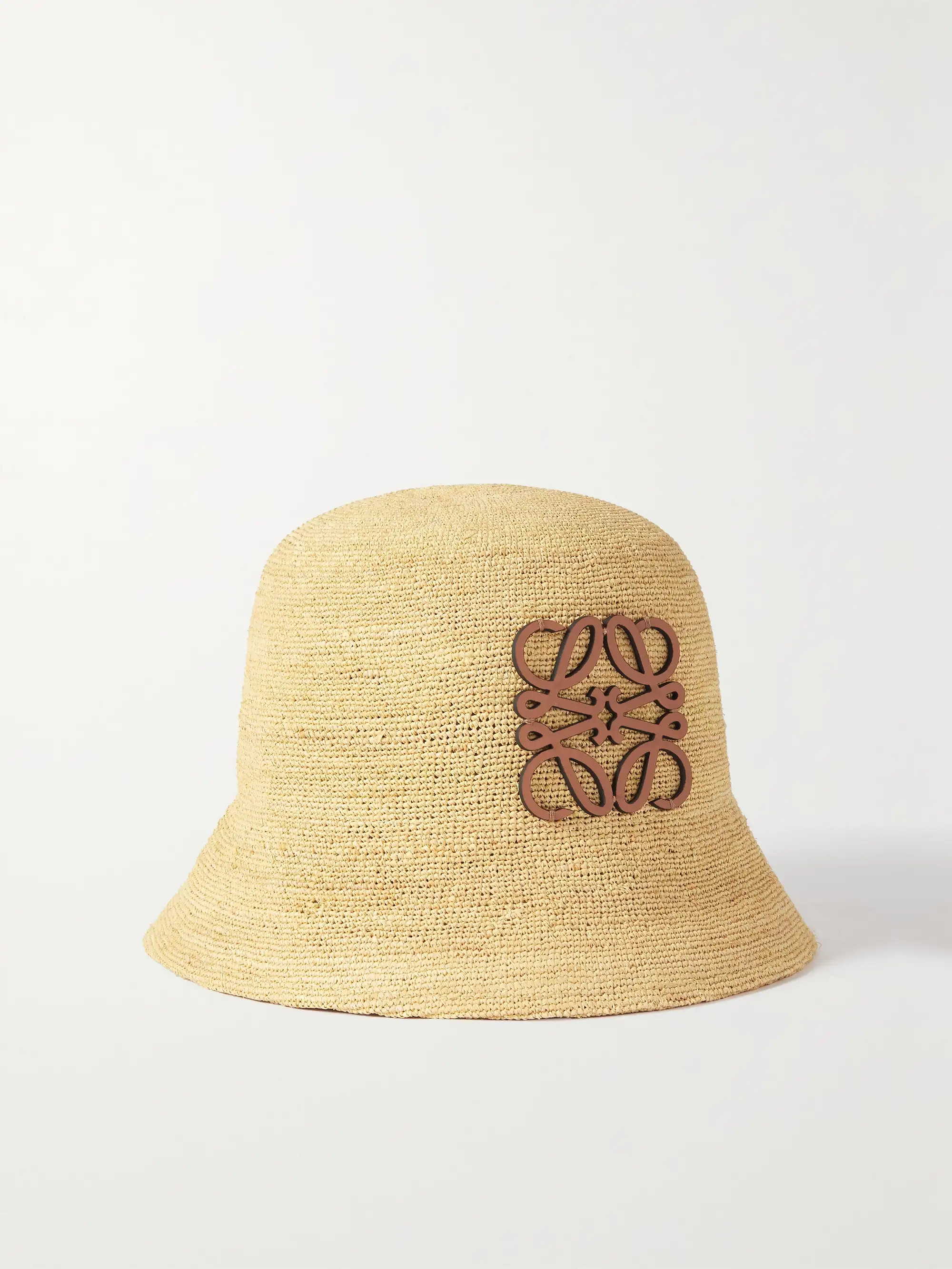 LOEWE+ Paula's Ibiza Anagram leather-trimmed raffia bucket hat | NET-A-PORTER APAC