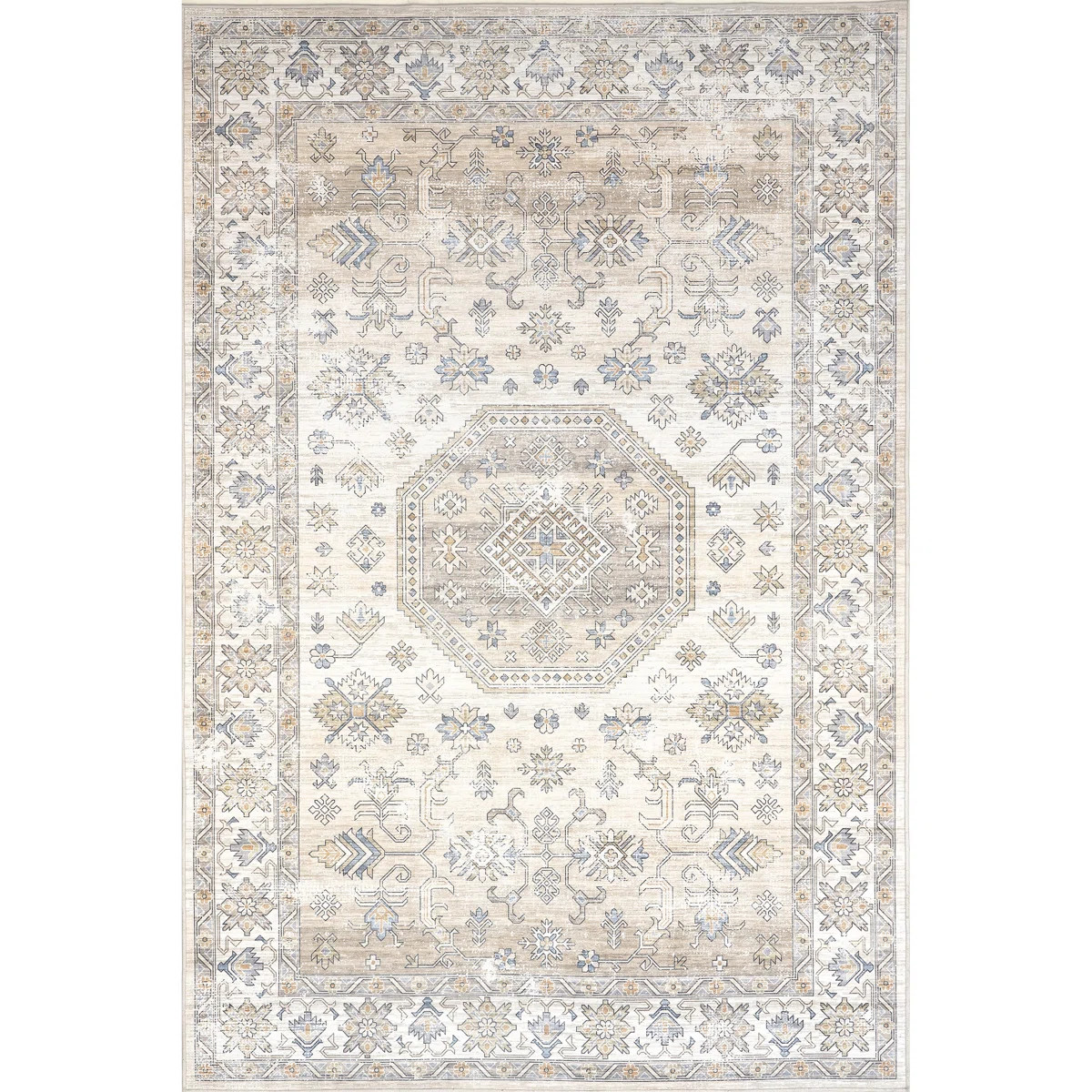 Darby Medallion Spill Proof Machine Washable Area Rug for Living Room Bedroom Dining Room, Beige/... | Wayfair North America