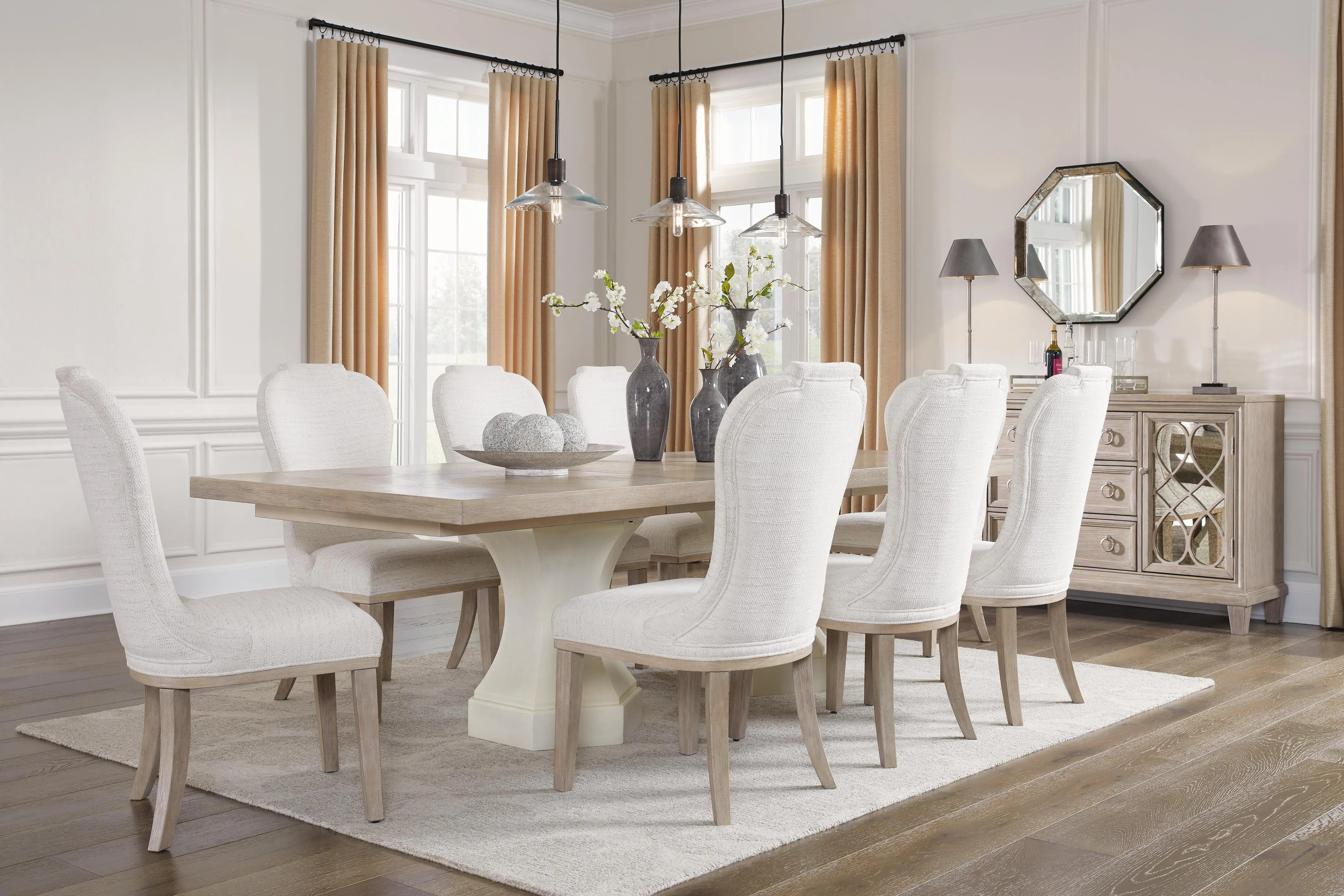 Jorlaina Dining Table and 8 Chairs, Light Grayish Brown | Ashley