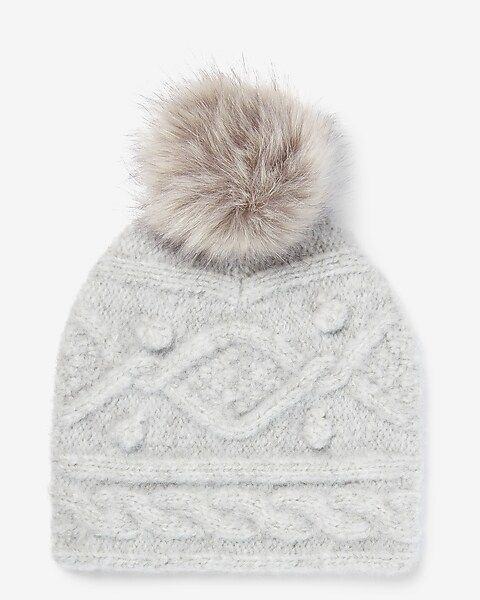 Cozy Cable Knit Pom Beanie | Express