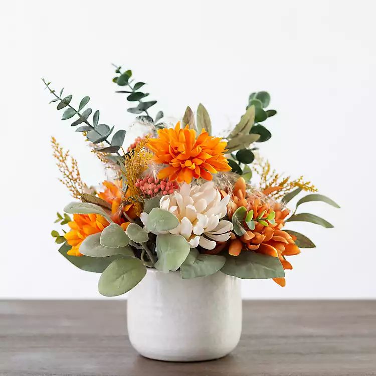 Mixed Fall Floral Arrangement in Ceramic Vase | Kirkland's Home