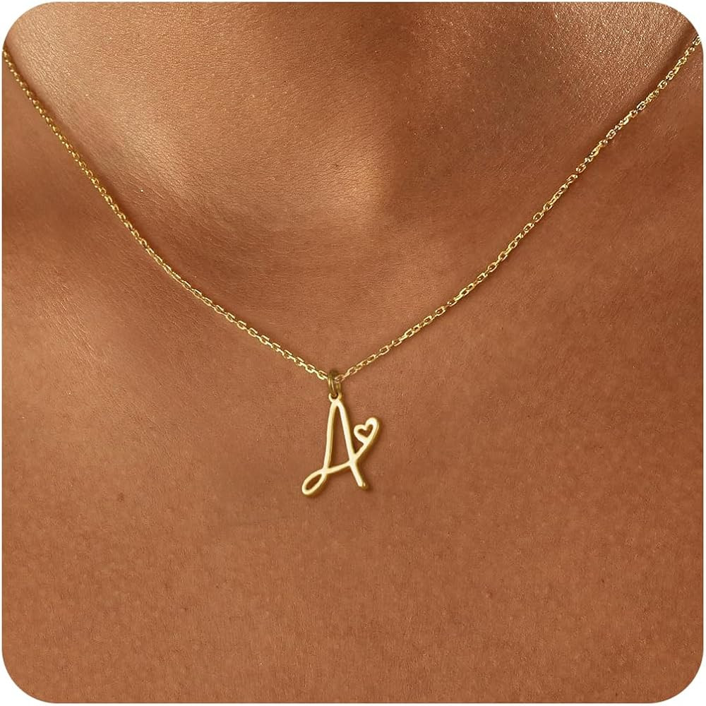 Foxgirl Gold Initial Necklaces for Women Personalized Letter A-Z Pendant Necklace Simple Cute Tin... | Amazon (US)