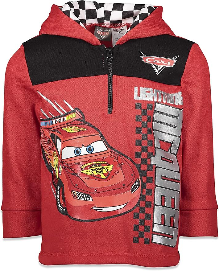 Disney Cars Lightning McQueen Boys Fleece Half Zip Pullover Hoodie | Amazon (US)