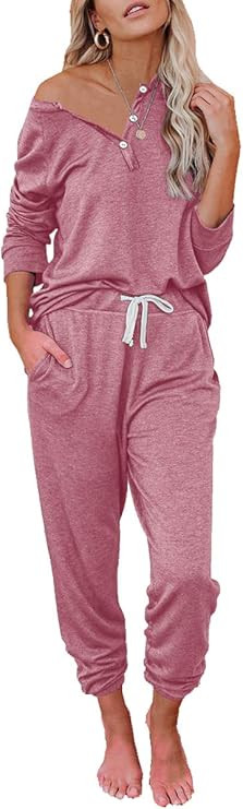 AUTOMET Womens Lounge Sets Loungewear Long & Short Sleeve Pajamas Sets with Jogger Sweatpants Swe... | Amazon (US)
